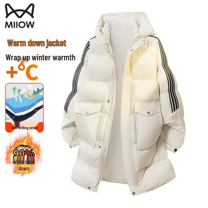 MiiOW Men s 2025 Winter Hooded White Duck Down Jacket 3XL