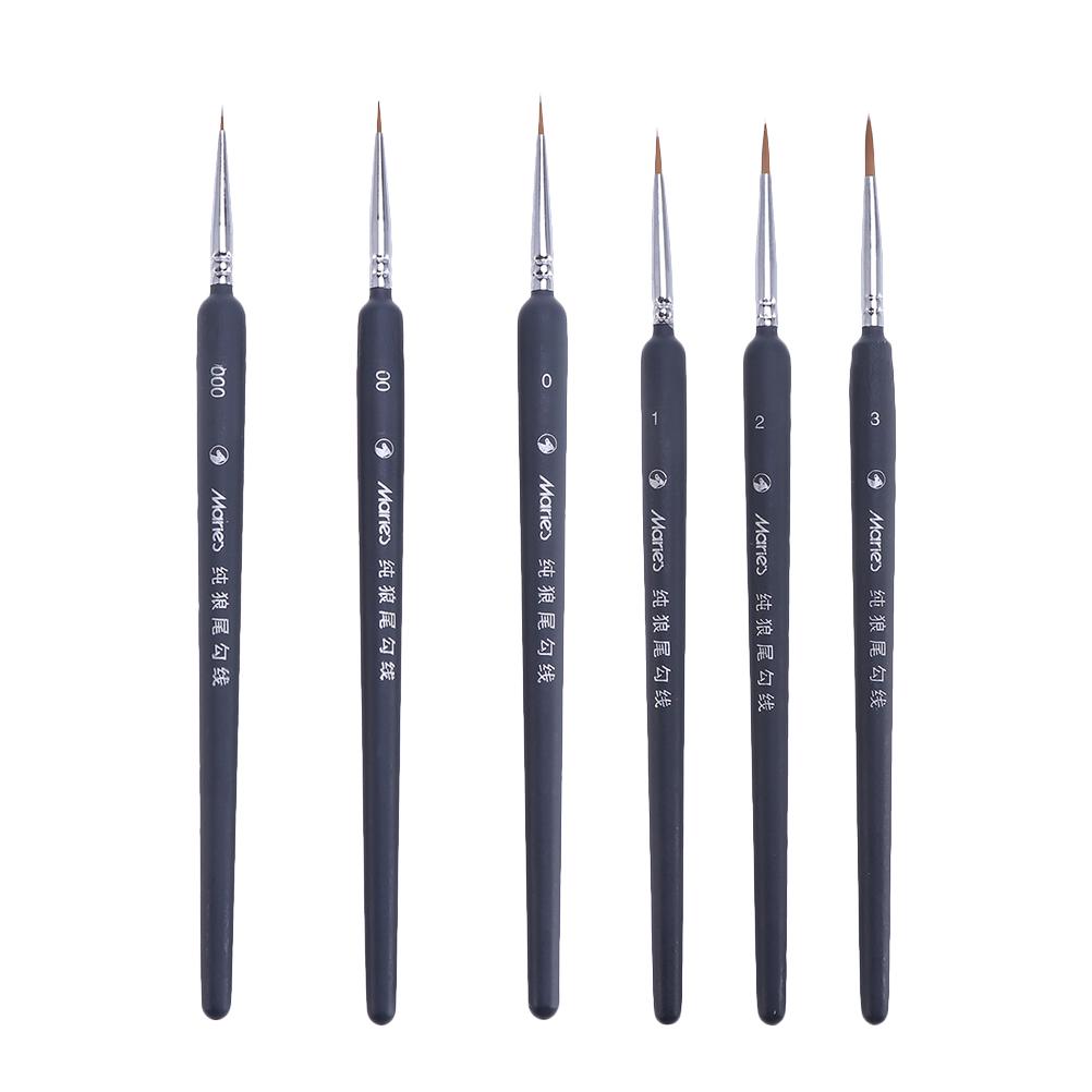 

6pcs Miniature Hook Line Pen Detail Paint Brushing brushes weasel hair Detail Paint Brush brush gouache