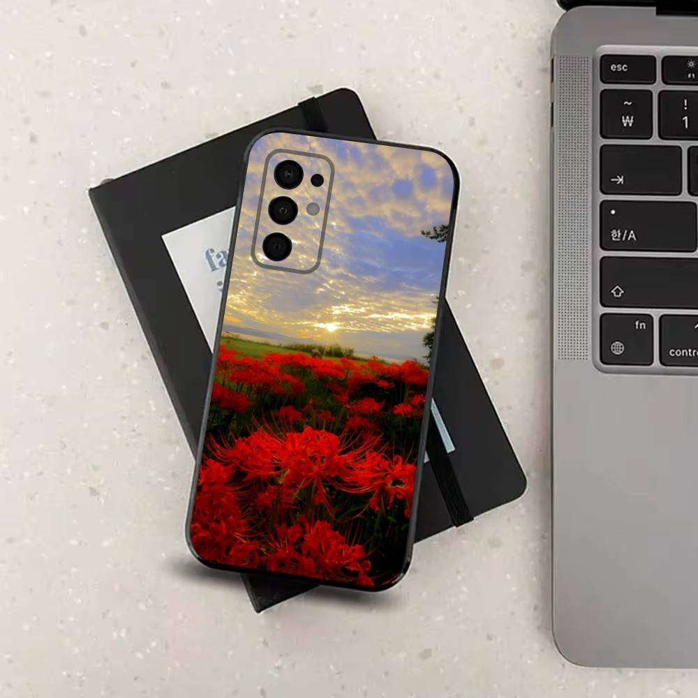 Lily Flower Red Spider Phone Case For Samsung Galaxy A73,31,32,72,41,J7,8,9,53,52,71,22,Note Soft Black Silicone Cover