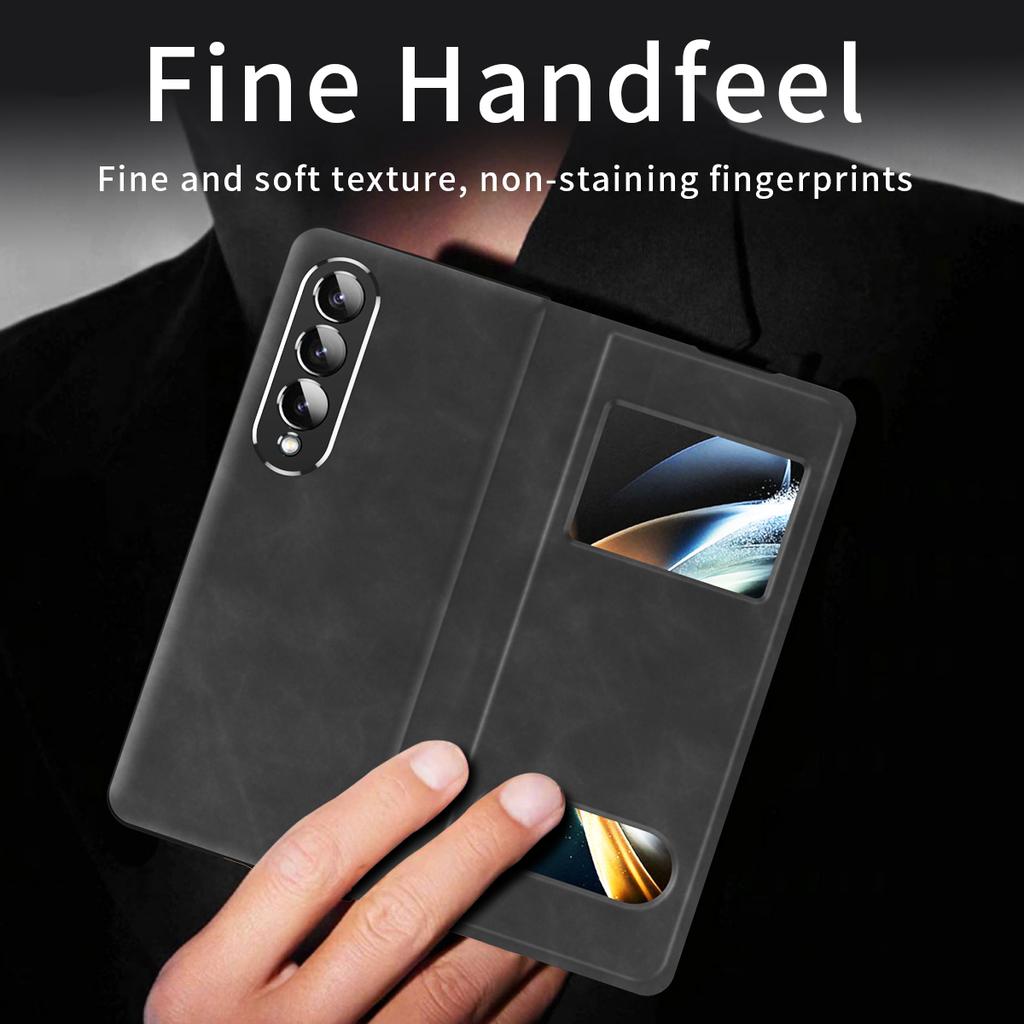 Luxury Comfortable Business Leather Case For Samsung Galaxy Z Fold4 Fold 4 2 Fold3 Fold 3 5g Fold2 Non -Slip Plain Cover Cases