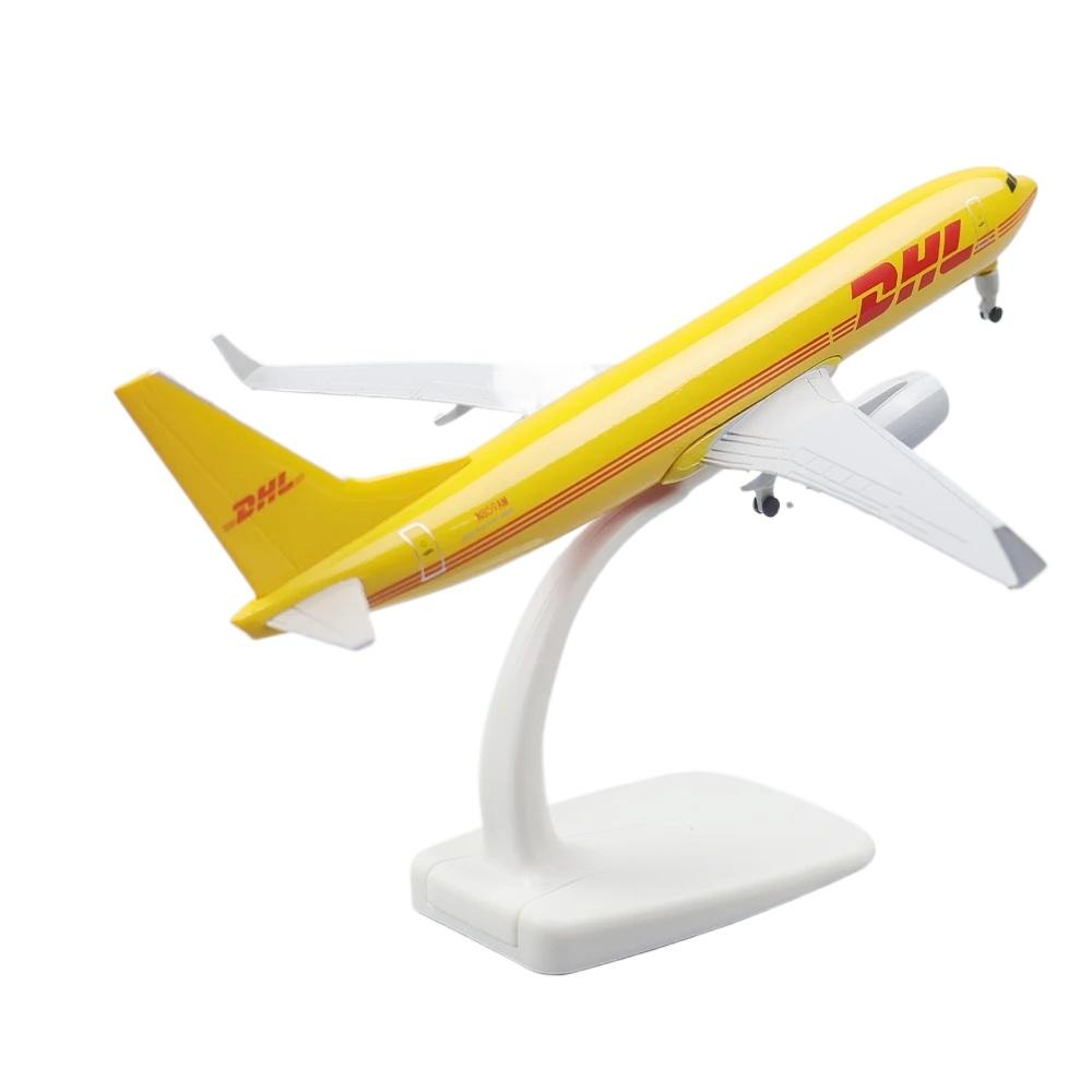 

1/400 20 см DHL B737 Модель самолета Авиакомпании Сплав Материал Авиационные Фигурки Коллекция Самолет Миниатюрные Предметы с Колесами Подарок жёлтый