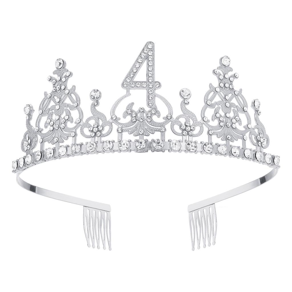 Fashion Alloy Digital Crown With Diamond Tiara 18Th Birthday Party Pearl Alloy Headband