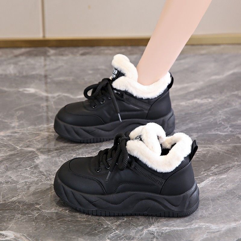 

Platform shoes children s 2025 winter new thickened snow boots piled warm cotton shoes women s shoes 40 чёрный