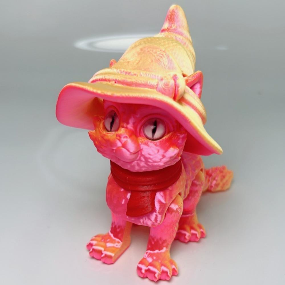 Big Eyes 3D Printed Cat Model Plastic Material Creative Sculpture Articulated Cats Doll 3D Printing Technology Realistic Design