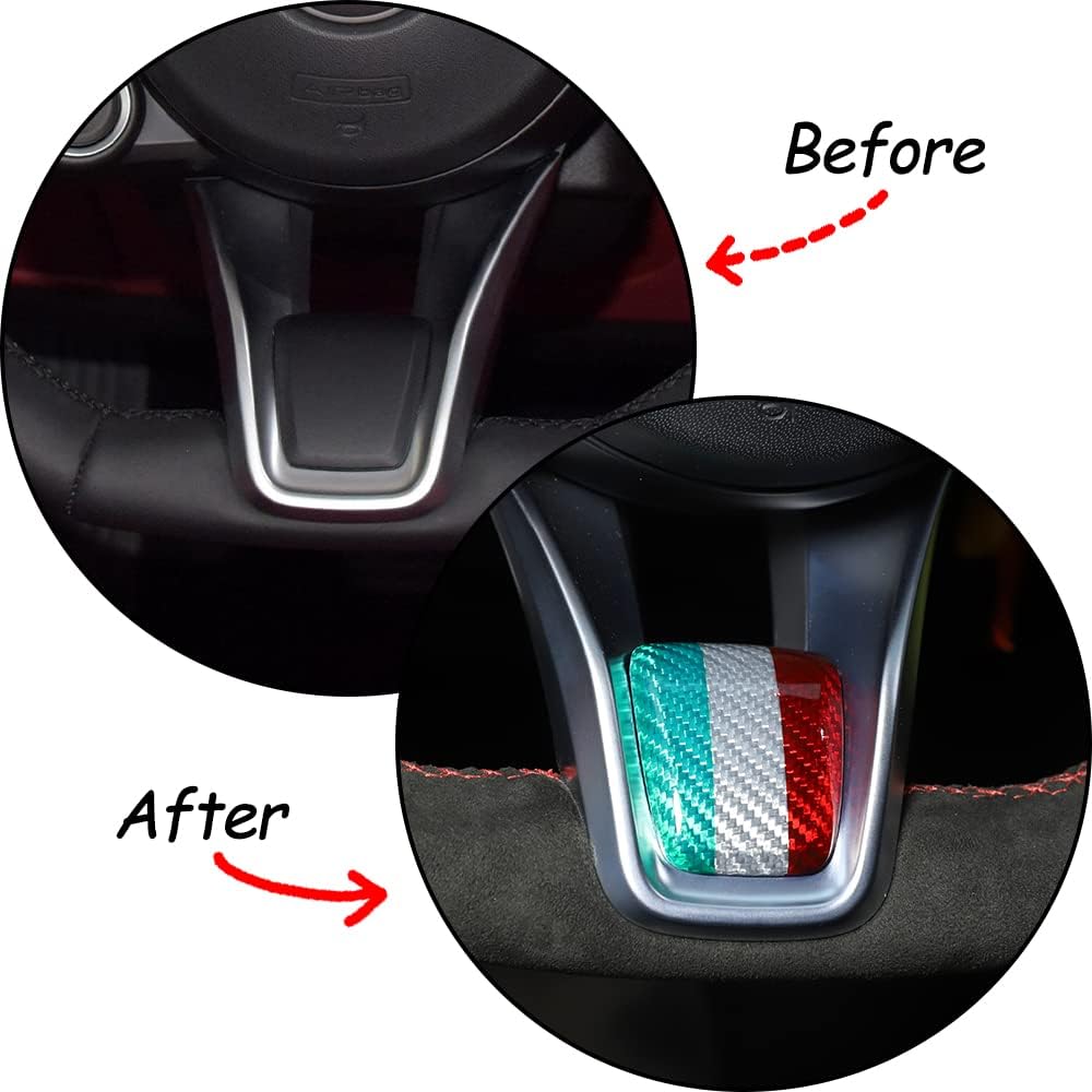 

LLKUANG Carbon Fiber Central Steering Wheel Trim Fit for Alfa Romeo Giulia/Stelvio Tonale 2020 2021 Auto Accessories