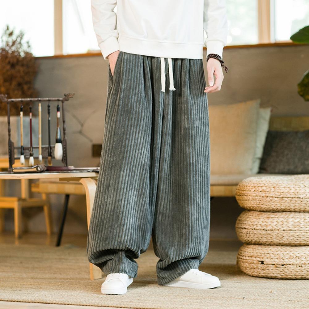Oversized kalhoty Tradice Ležérní Podzim Široké kalhoty Harajuku Manšestr Streetwear Rovné kalhoty Pánské Elastický pas Volný