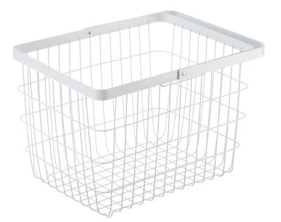 Yamazaki Jitsugyo Laundry Wire Basket M White Approx. W41 X D30 X H26.5cm Tower Laundry Basket with Handle 3160