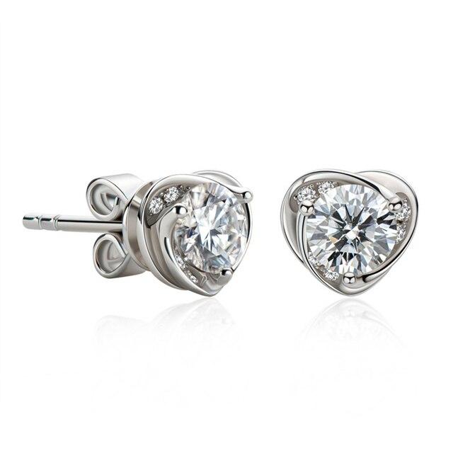0 .5 Carat D Color Moissanite Stud Earrings For Women 925 Sterling Silver Sparkling Heart Flower Party Fine Jewelry
