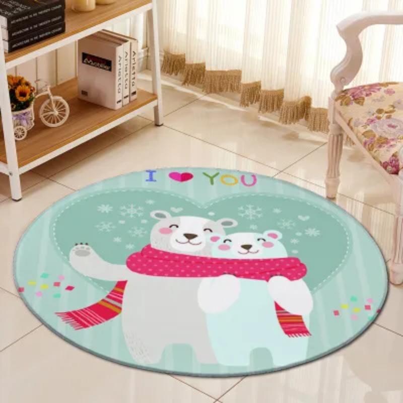 3D Jungle Animals Living Room Area Rug Kids Room Decor Round Carpet Cartoon Children Baby Play Rug Anti-slip Chair Mat Bath Mat