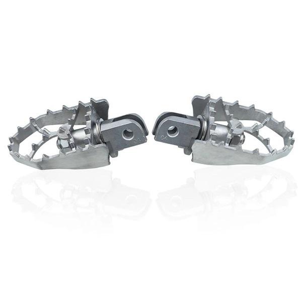 Silver Stainless Steel Rotating Motorcycle Footpegs - 1 Pair