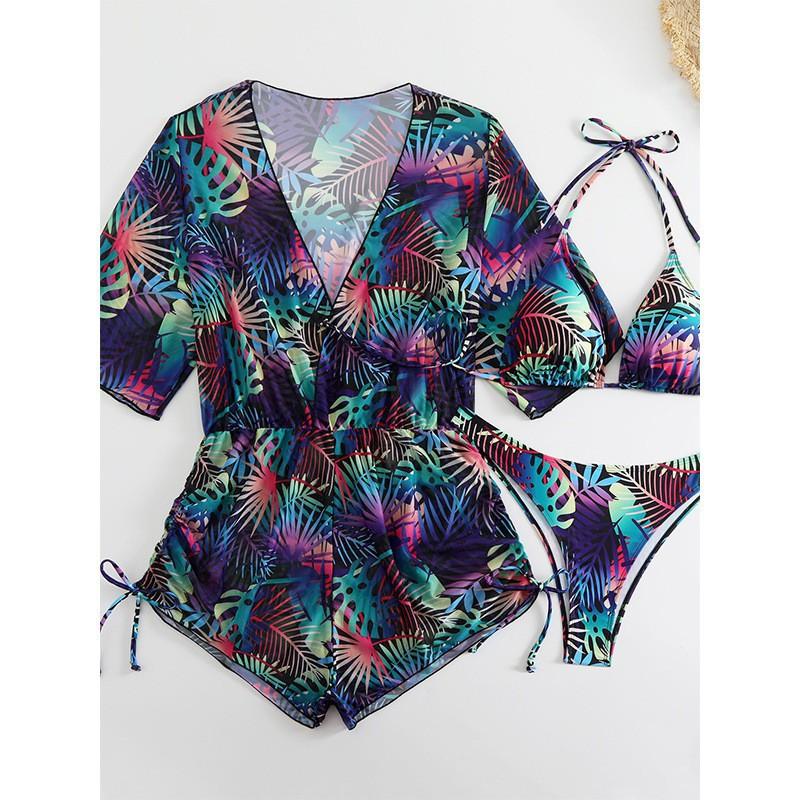 

25 Sexy Split Swimsuit Three-piece Women s High-end Sunscreen Bikini Smock Set S