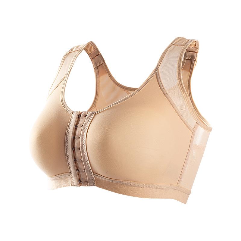 Plus Size Front Closure Sports Bra - Wire-Free, Breathable, Comfortable for Yoga & Running