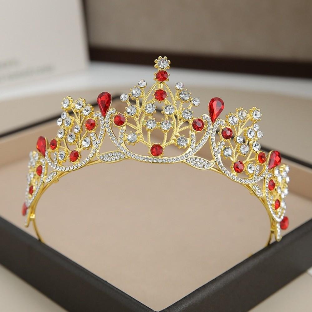 Shiny Princess Tiara Metal Rhinestone Crown Elegant Baroque Crown Bridal