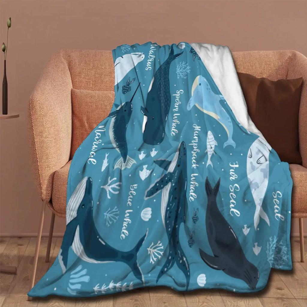 Dolphin Throw Blanket, Soft Blanket for Girl Kid Teens Adults, Fleece Cute Dolphin Blanket Warm Cozy Throw for Bed Crib or Couch
