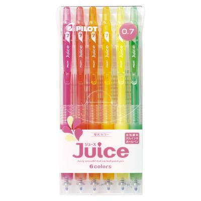 Juice Gel Fluorescent 6 LJU60F6CK Pen, 0.7 Colors, Colors,