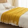 Ins Style Homestay Bed End Towel Thick Thread Woven Air Conditioning Blanket Solid Color Bubbles Camping Sofa Blanket Multi Functional Tassel Bedding