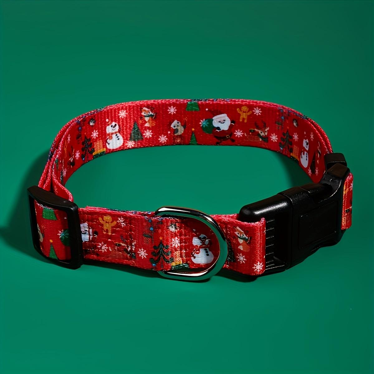 

Pet Christmas Collar Dog Supplies Walking Dog Leash Chest Harness Pet Accessories Print Santa Claus Dog Collar S