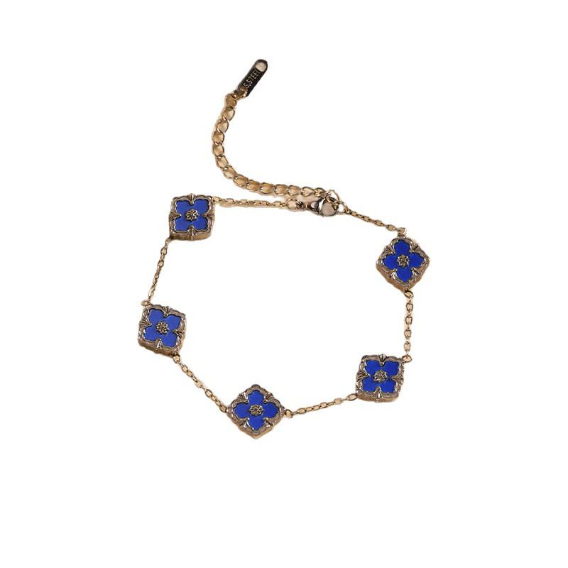 Buccellati Four-Leaf Clover Diamond-Shaped Double-Sided Mother-of-Pearl Stainless Steel Luxury Bracelet