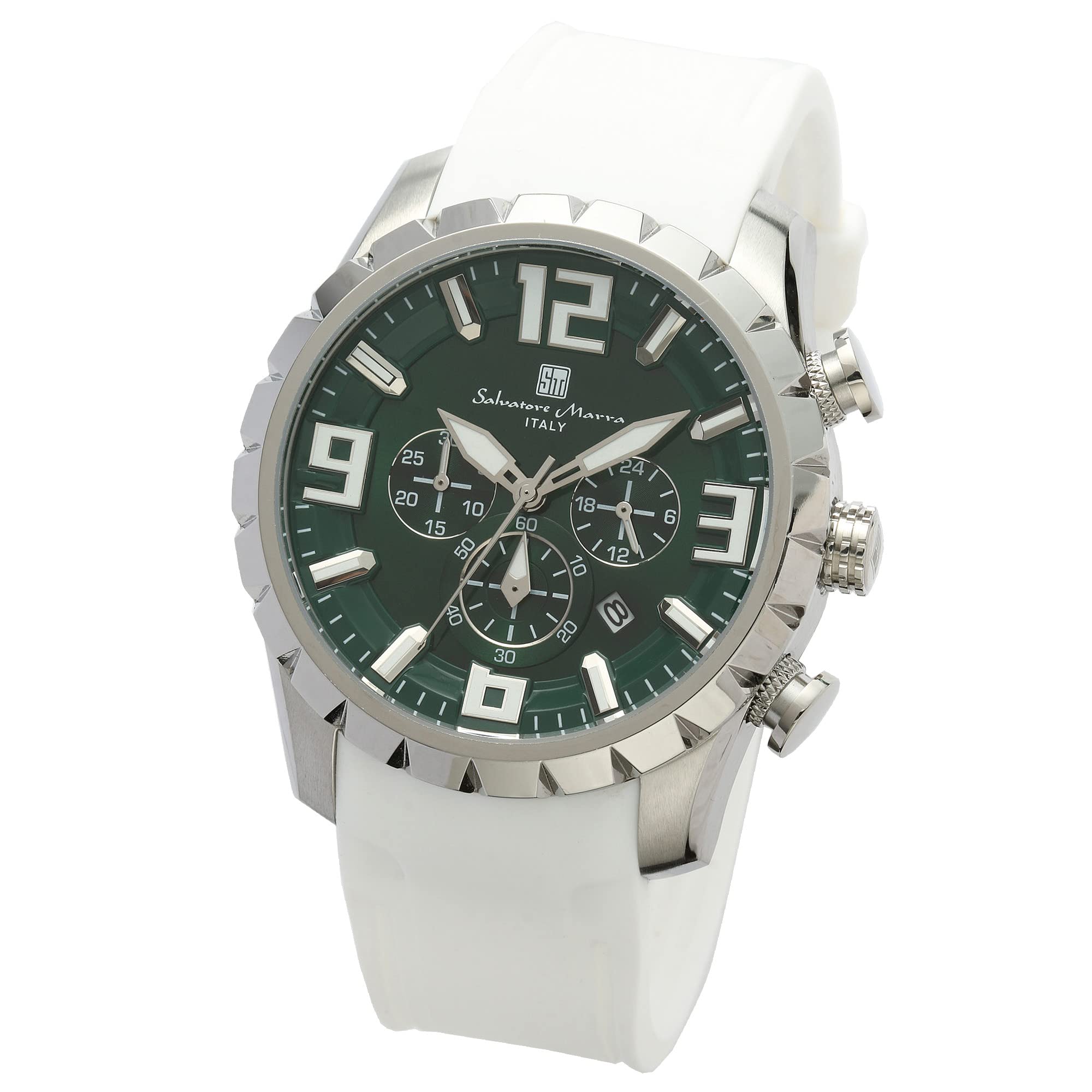 

[Salvatore Marra] Men s Watch Chronograph Business Analog Quartz Green SSGRWH with Cross