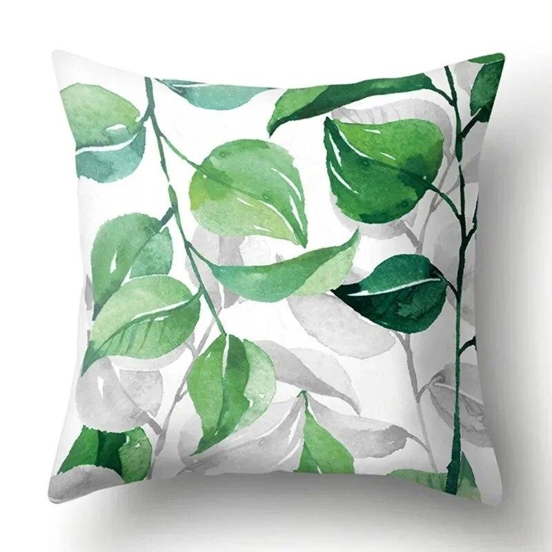 Watercolor Plant Leaf Print Pillow Cover Home Decoration Living Room Sofa Cushion Cover Bedroom Room Decoration 45x45cm
