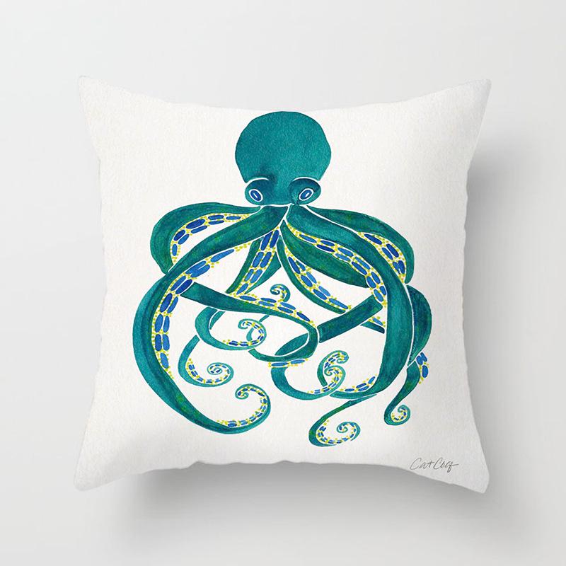 Retro Mediterranean Ocean Digital Print Peach Skin Pillow Cover Cushion Cover Wish Home Products Cushion Cover