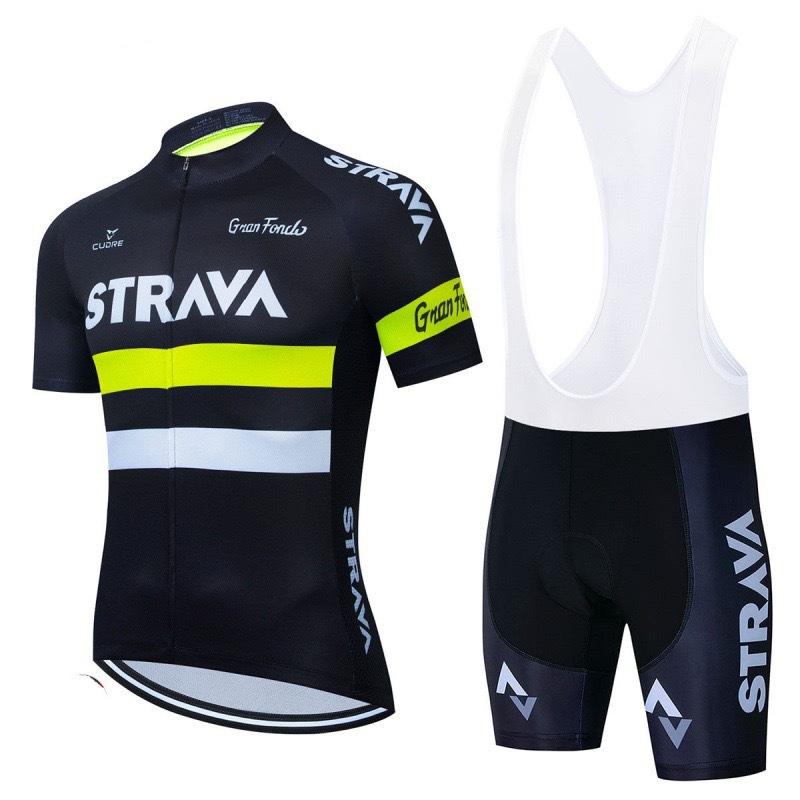 New Strava Cycling Suit Men's Outdoor Sports Cycling Short Sleeve Strap Shorts Set