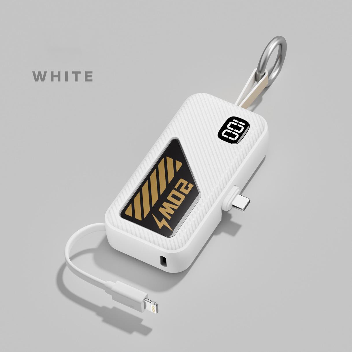 

5000mAh Портативний Power Bank Capsule Power Bank Швидка зарядка Велика ємність Компактний і портативний портативний зарядний пристрій type-C plug + iOS cable білий
