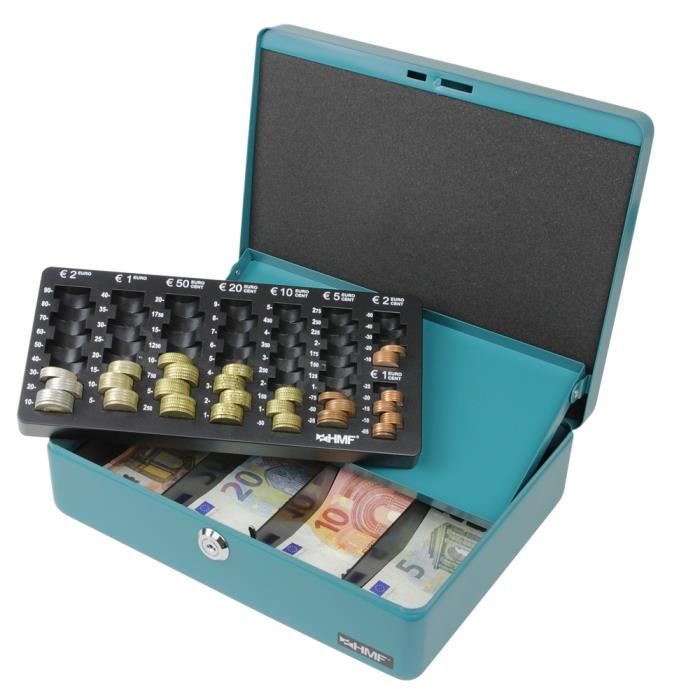 HMF 10015-24 Caisse à Monnaie, Monnayeur, 30 x 24 x 9 cm, petrol