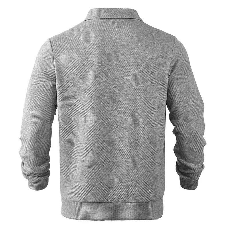 Man Hoodie Half Zip Sweater Pullover Long Sleeve Knit Top Loose Fit Geometric Pattern Casual Shirt Ribbed Cuff Hoodies