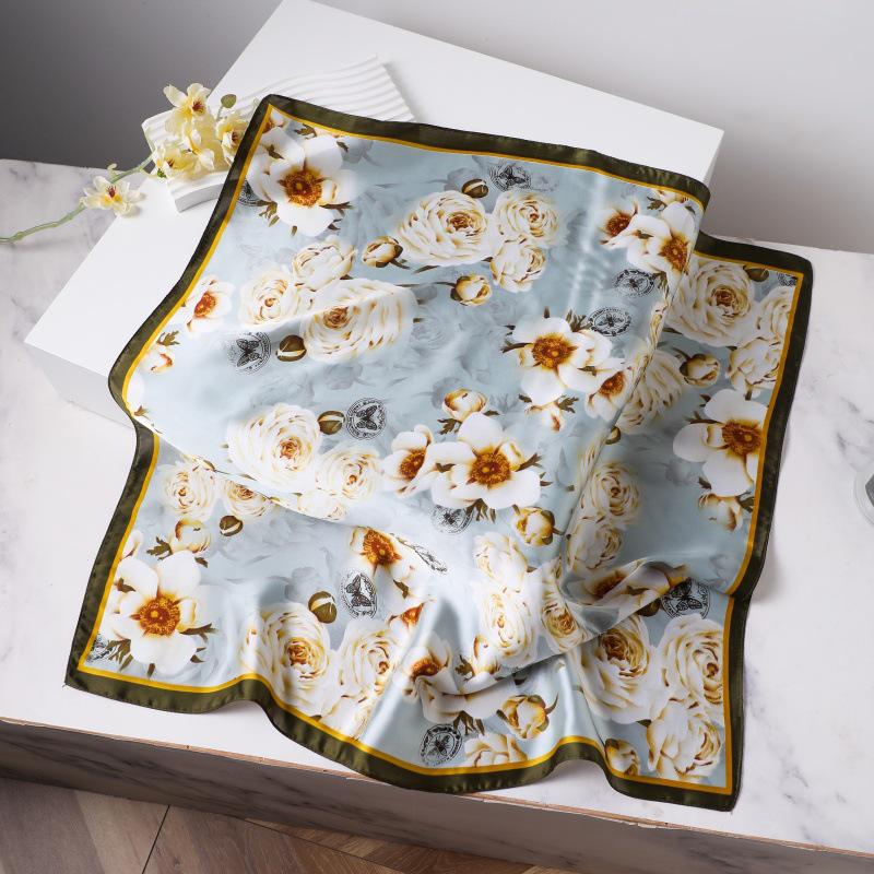 Silk Women's Square Scarf - Chinese Style Headscarf for Spring, Summer, Autumn - Neck Protection & Warmer - Elegant Thin Mom Style