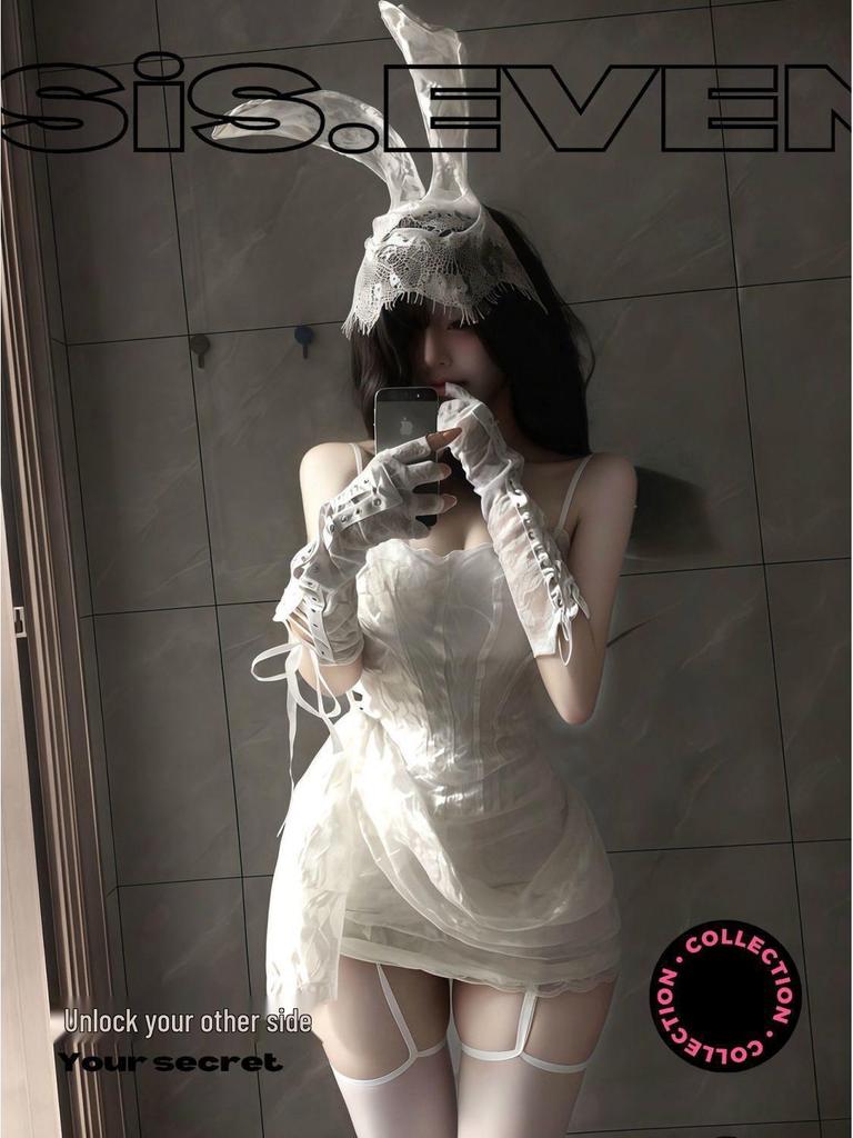 Lace Rabbit Halloween Cosplay Bunny Girl Bodycon Dress Set