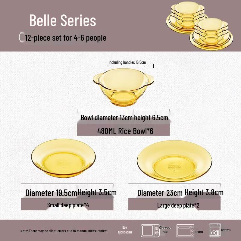 VISIONS Pyrex 12-Piece Heat-Resistant Glass Dinnerware Set