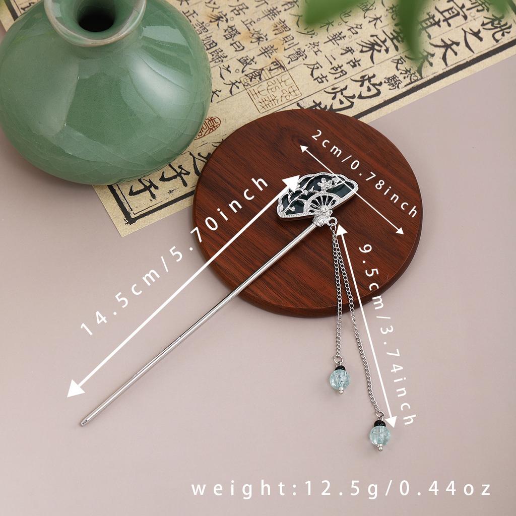 Retro Advanced Sense of The Long Section Tassel Step Shaking Ancient Wind Hairpin Chinese Dress Cheongsam Accessory Fan Hair Accessories Female