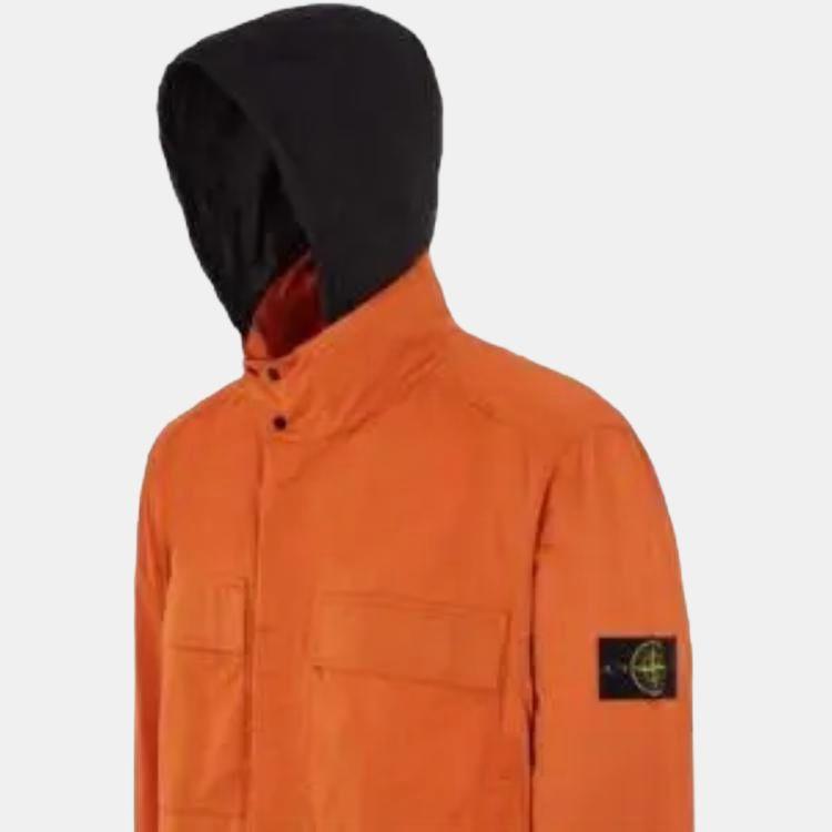 STONE ISLAND Solid Color Logo Badge Stand Collar Long Sleeve Jacket Men Jacket Orange 781542730-V0073