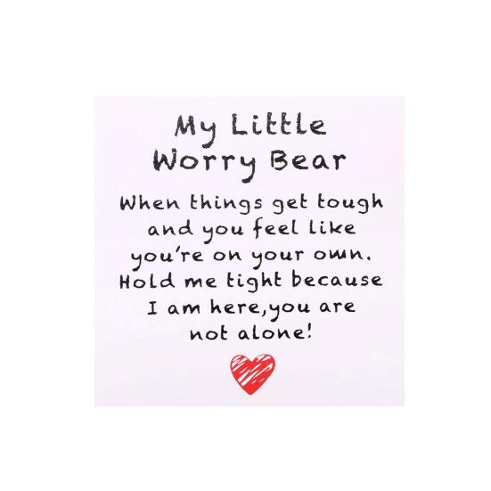Mini Plush Bear Doll My Little Worry Bear Handmade Gift with Inspirational Card Pocket Bears Hug Plush for Graduation Colleagues & Motivational