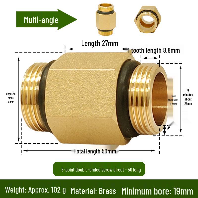 Copper Union with Inner/Outer Threads, Double Inner Thread Water Heater Connector Tee/Elbow Nipple, 46mm & 1" Thread, Different Diameters.
