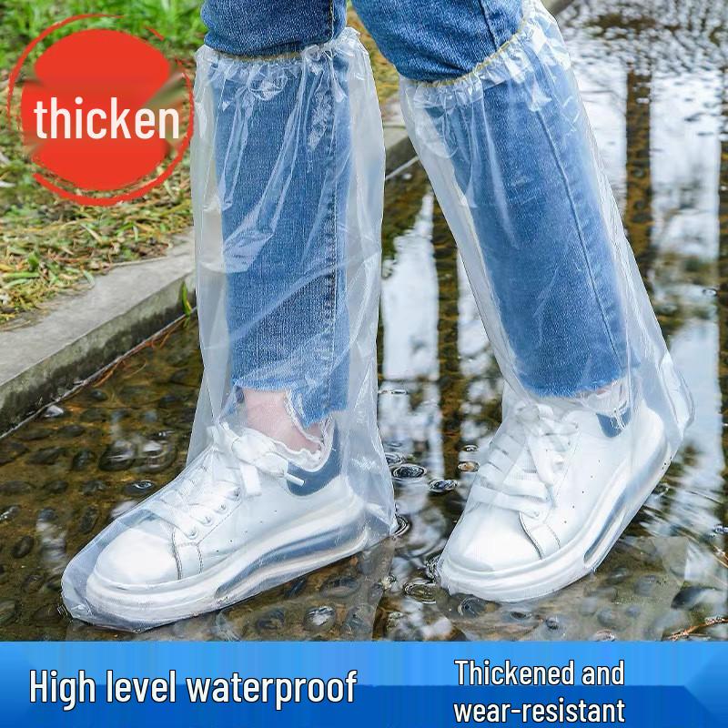 Durable Waterproof Transparent Overshoes - Non-slip Disposable High-top Rain Boots