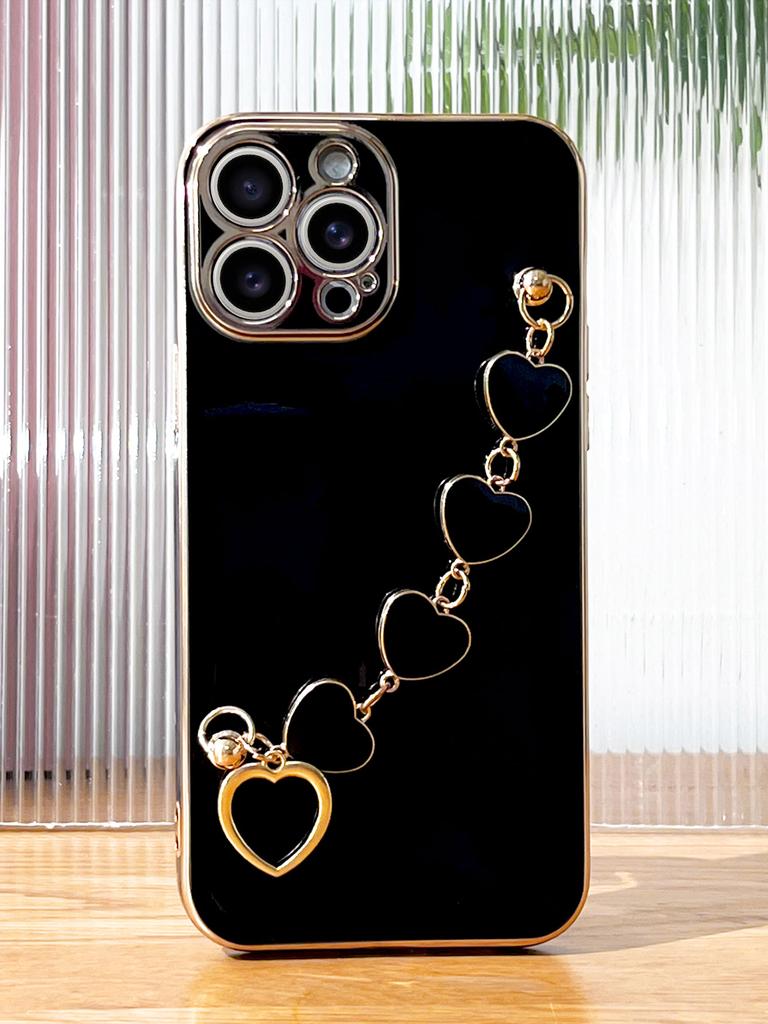 Plating Love Heart Bracelet Chain Phone Case For Samsung Galaxy S26 S2 Ultra S24 S23 FE S22 S21 S20 S10 Plus Back Cover