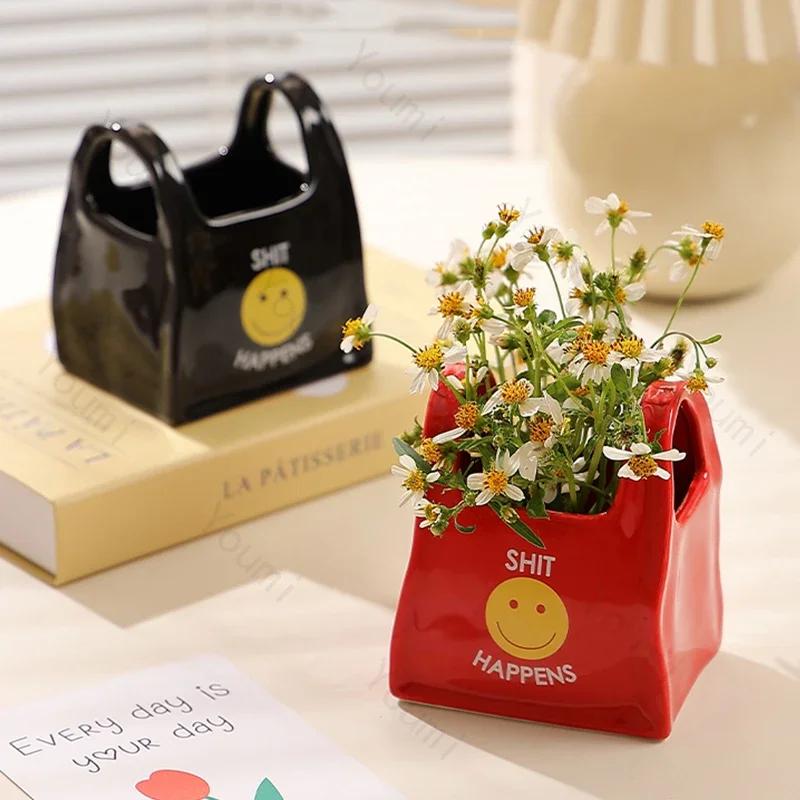 Fashion Creative Ceramic Vases Home Dining Table Flowers Arrangement Vase Decoration Exquisite Living Room Storage Box Ornament