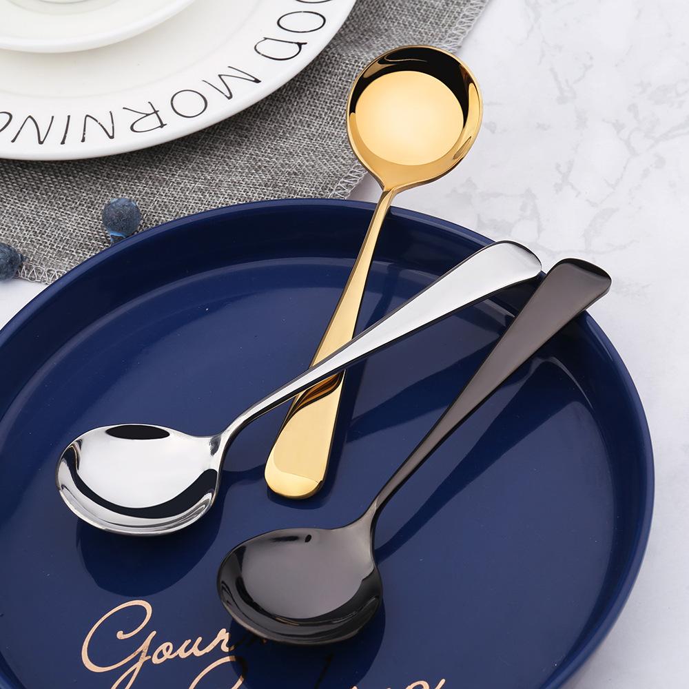 HANYANG 304 Big Head Round Spoon Creative Coffee Dessert Spoon Mix Rice Spoon