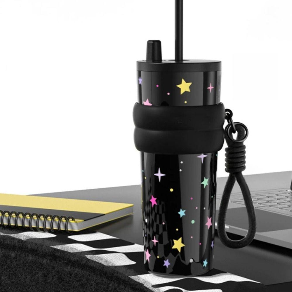 710ML Stainless Steel  Cup Bow Cherry Flower Print Insulated Cup High-capacity Cup  Boys and Girls