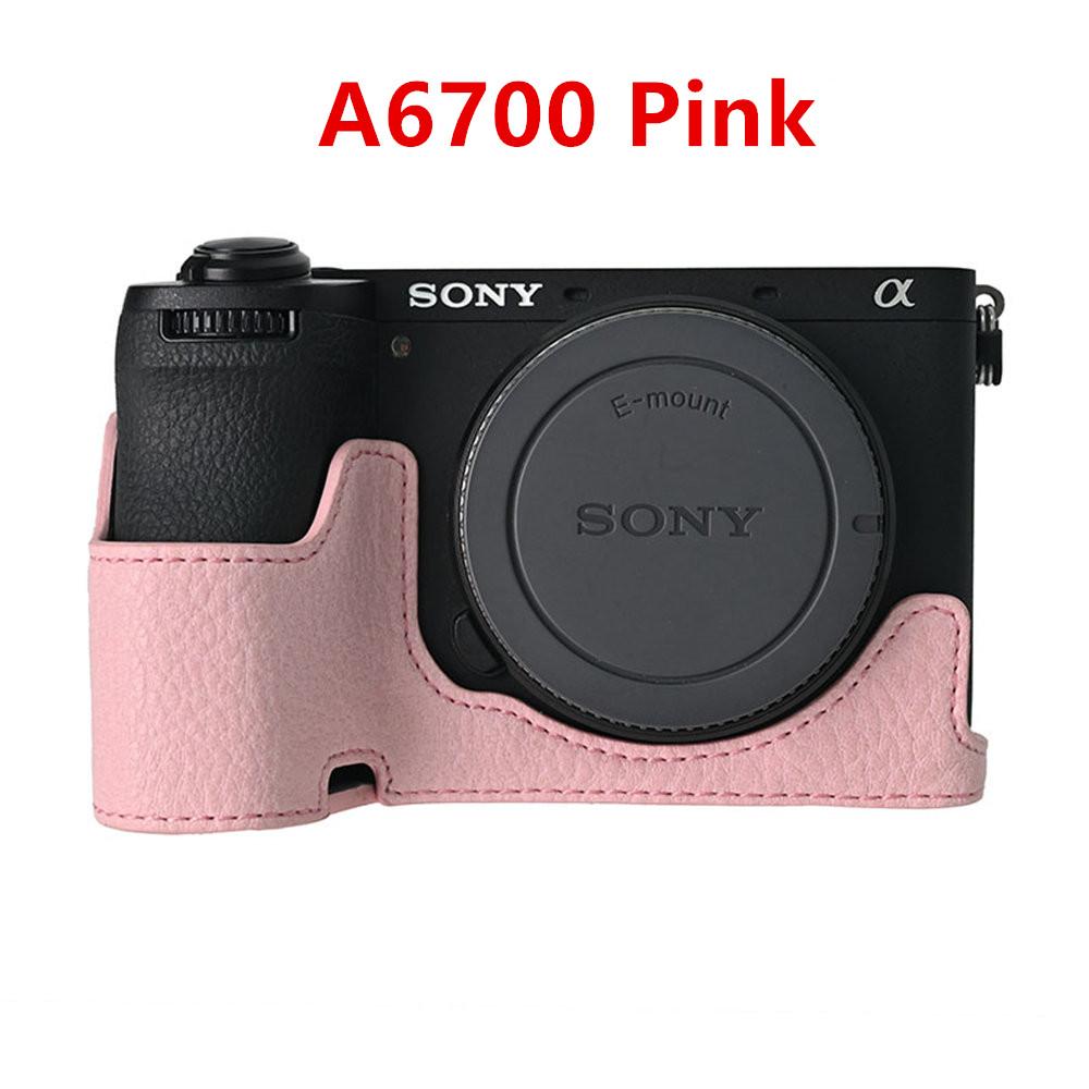Camera Half Case for Sony A6700 A6400 A6300 A6100 A6000 ZVE10 ZVE10II ZVE10M2 A7R5 A7CII A7C2 Bottom Opening Cover PU Leather