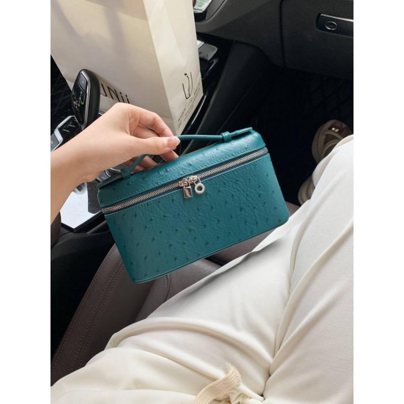 Geantă Cutie Prânz din Piele la Modă Versatilă Piele de Struț Geantă de Umăr Crossbody Geantă de Mână