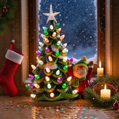 Tabletop Christmas Tree Light Battery Powered Indoor/Outdoor Multicolored Lights Desk Classic Xmas Tree Decoration