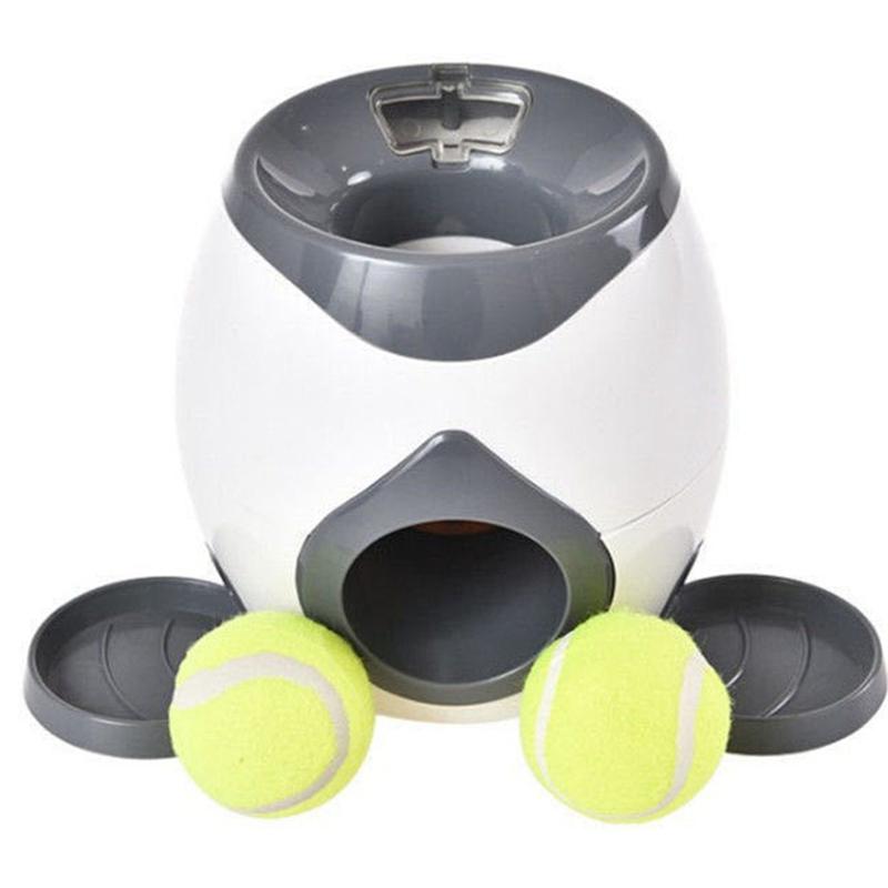 M-Modern-Dog Interactive Tennis Ball Launcher & Reward Machine, Dark Gray Snack Feeder Trainer For Dogs
