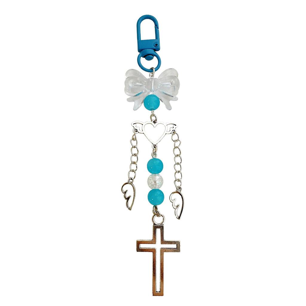 Elegant Butterfly Bowknot Angelic Love Heart Crosses Keychain Charm Pendant Alloy Fashion for Women Ladies Daily Use