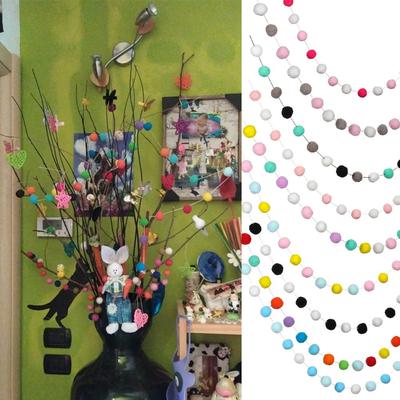 2.5M Party DIY Home Decoration Colorful Pompom Pendant Hanging Decor Fluffy Ball Banners Felt Ball String