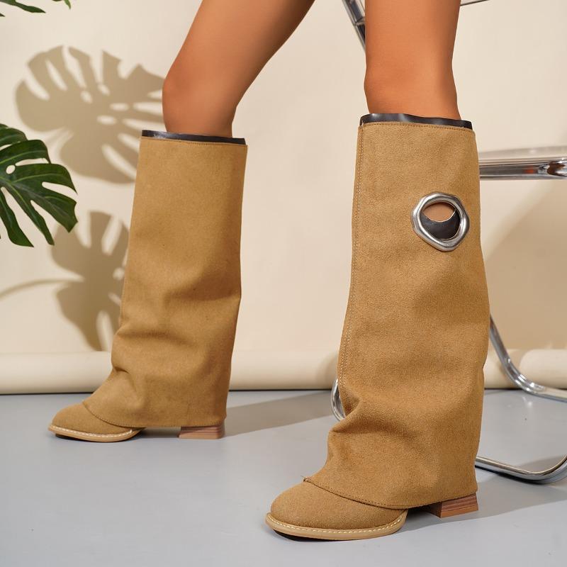 Nové stylové kalhotové kozačky pro ženy, univerzální kozačky na středním podpatku, jednoduché kozačky a dámské boty