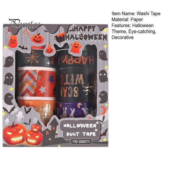 Thin Layering Washi Tape 8 Rolls Halloween Tape, Spooky Bat Witch Cat Pattern Decorative for Junk Journaling Supplies, Scrapbooking, DIY Crafts, Gift