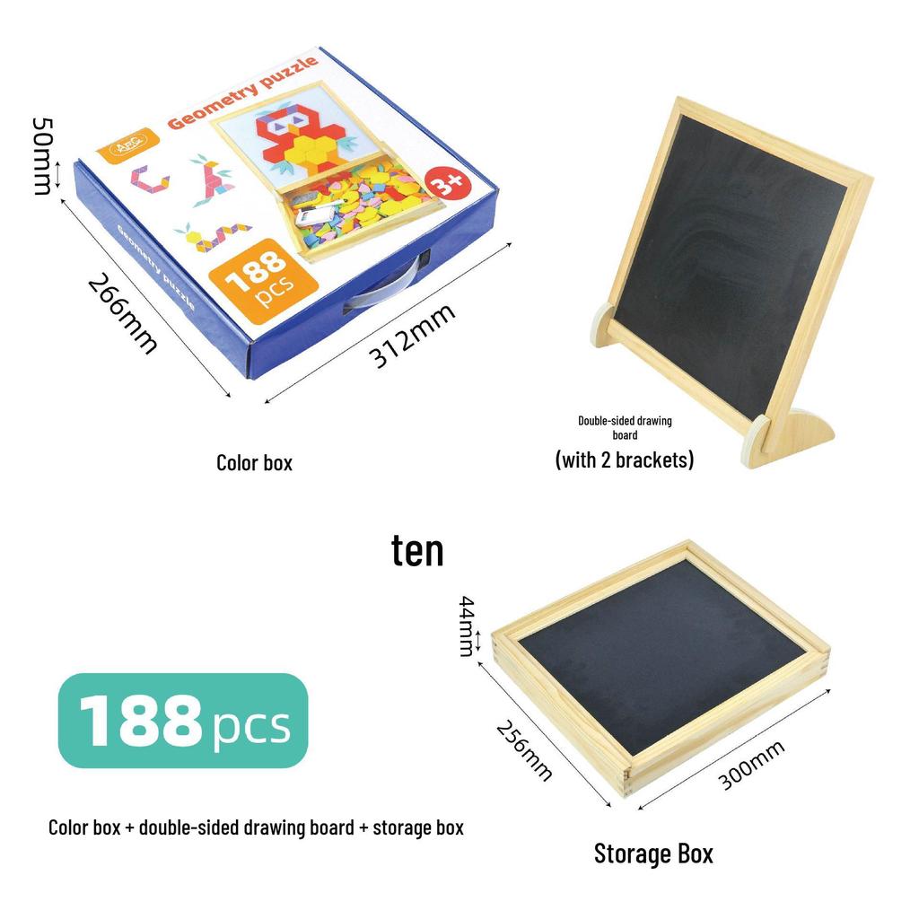 Magnetic Wooden Tangram Puzzle for Kids - Educational Geometric Building Blocks Toy